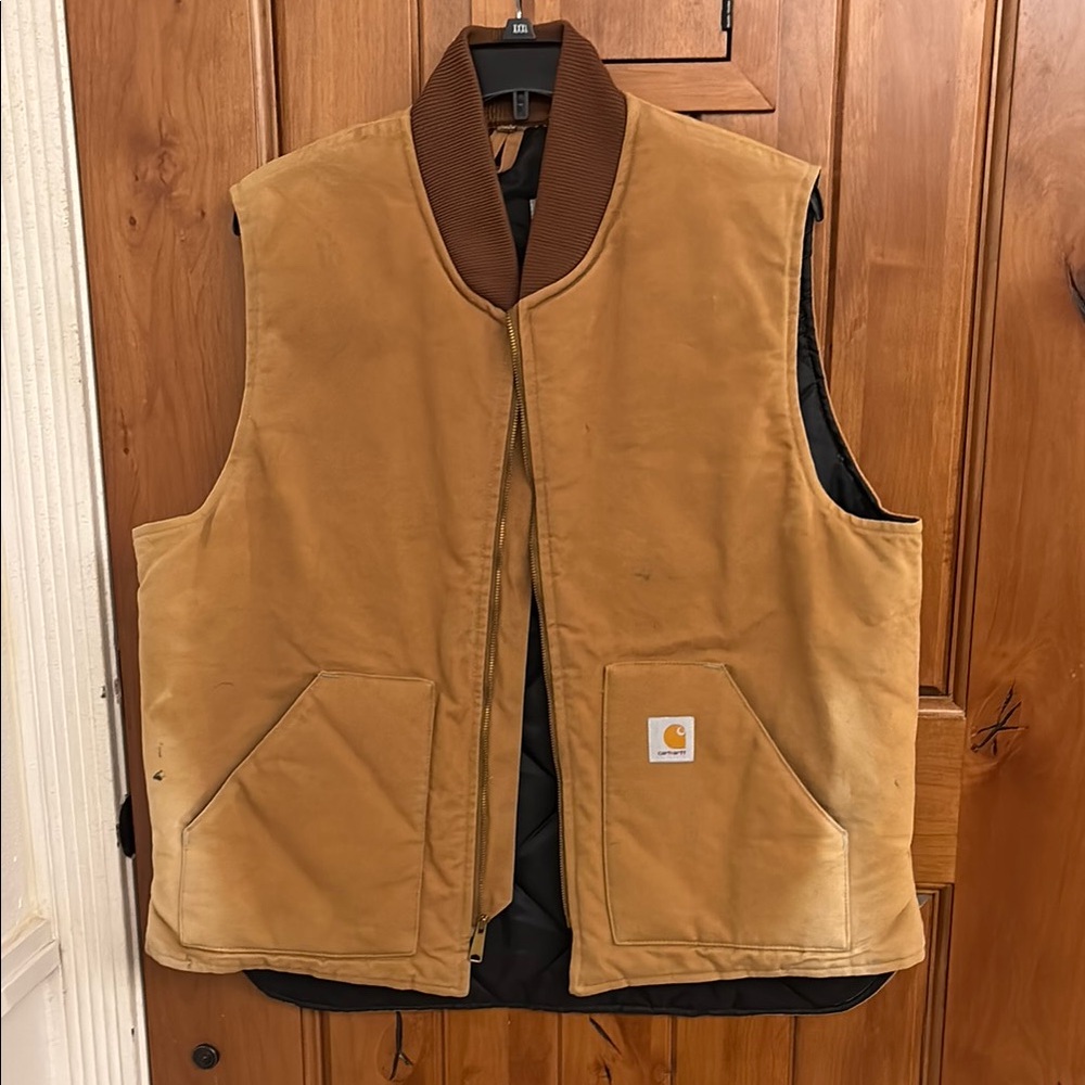Carhartt 2X Tan Duck Canvas Vest Insulated